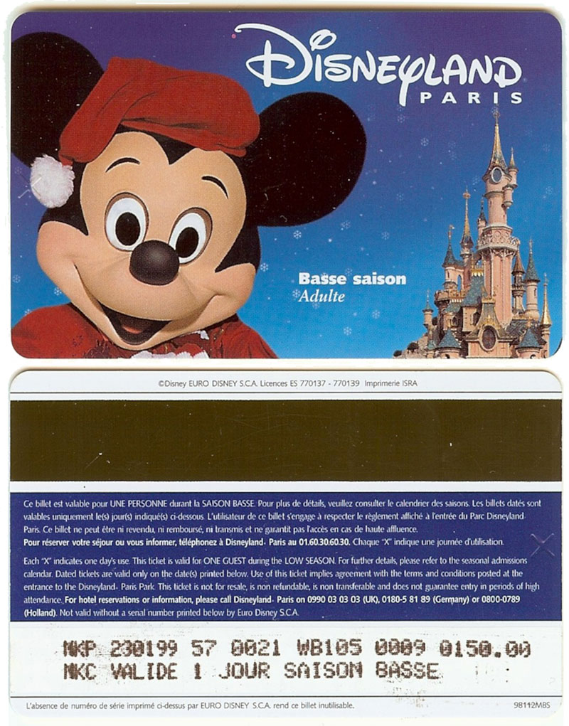 ASD's Travel PhotoBlog: Disneyland Paris Tickets 1999 & 2009
